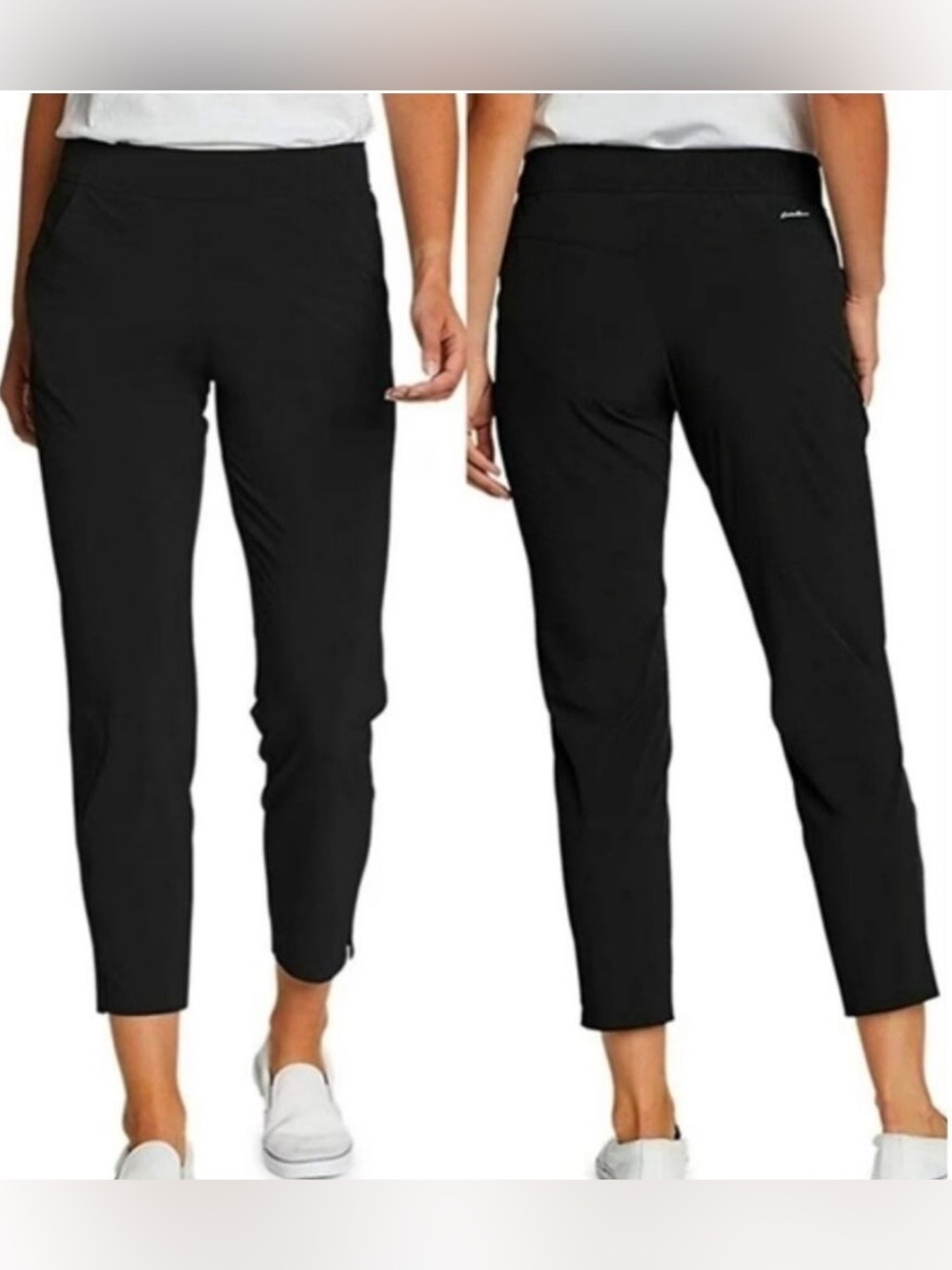 Eddie Bauer Traveler Pants Womens Small Black Ankle Pull On Outdoors Hike
